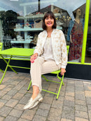 Blake Floral Embroidery Bomber Jacket - Beige