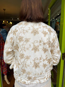 Blake Floral Embroidery Bomber Jacket - Beige