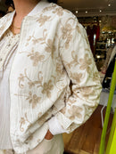 Blake Floral Embroidery Bomber Jacket - Beige