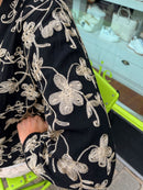 Blake Floral Embroidery Bomber Jacket - Black