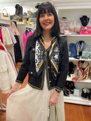 Fernanda Two Tone Printed Neck Scarf - Black & White