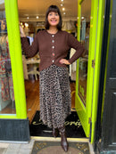 Miella Jewel Button Cardi - Chocolate