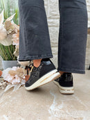 Marco Tozzi Tweed & Patent Trainers Black 2-23786-45