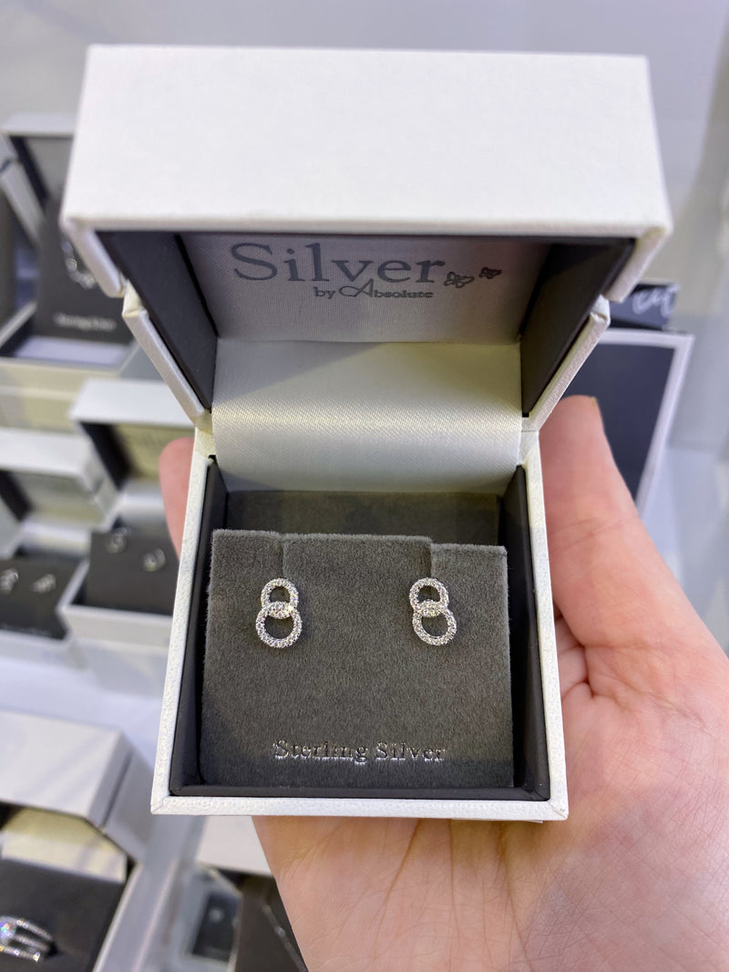 Absolute Sterling Silver Interlocking Circle Earrings SE190SL