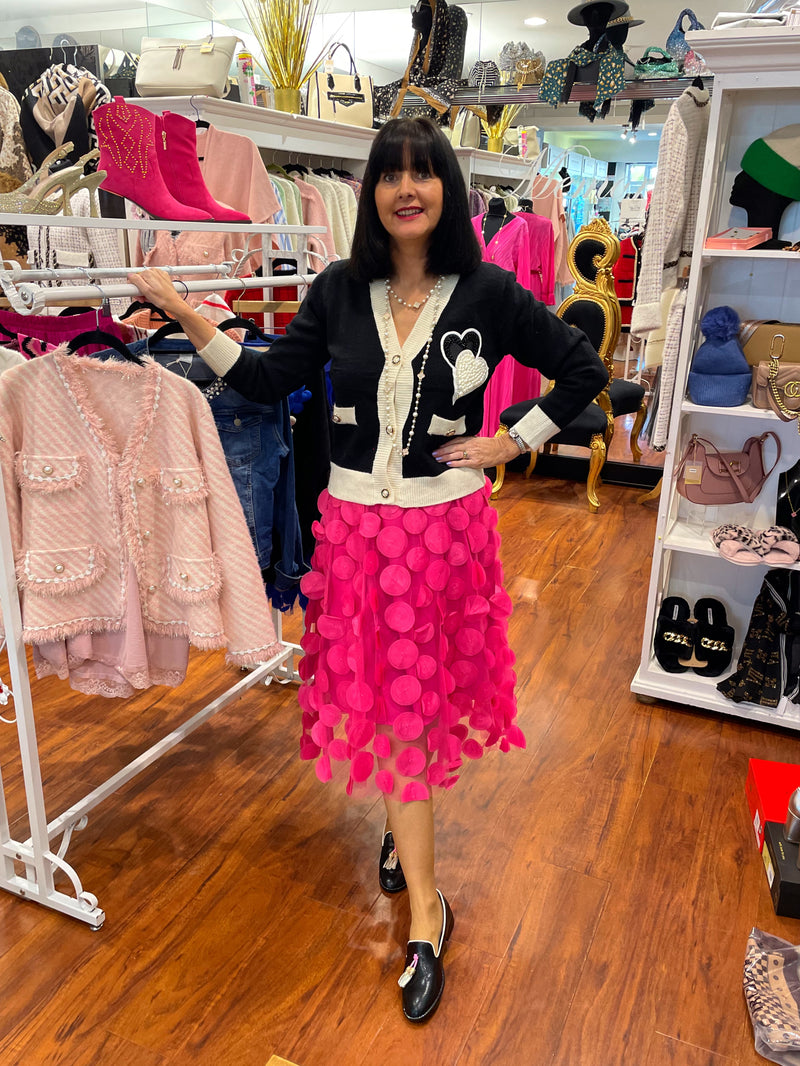 Bridget Appliqué Skirt - Hot Pink