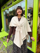 Elizabeth Bow Pearl & Diamante Cape - Cream