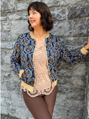 Elena Paisley Printed Bomber - Navy
