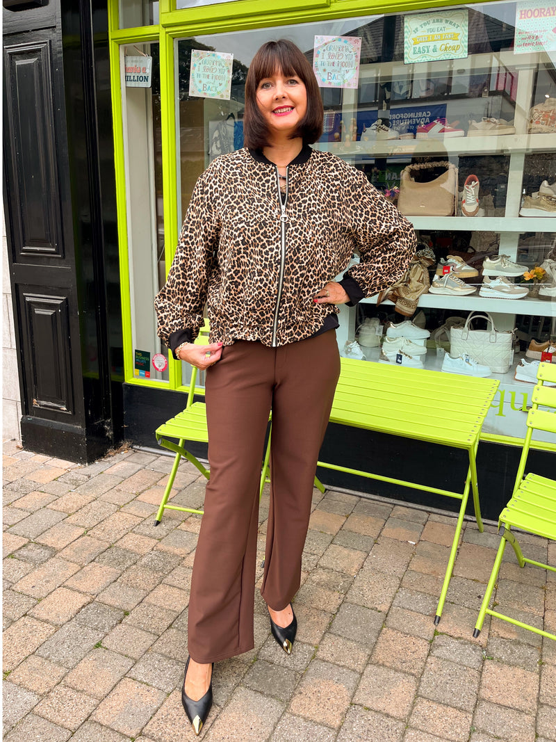 Maryann Magic Stretch Wide Leg Trouser - Chocolate Brown