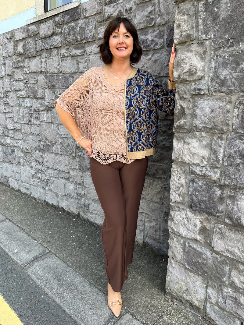 Maryann Magic Stretch Wide Leg Trouser - Chocolate Brown