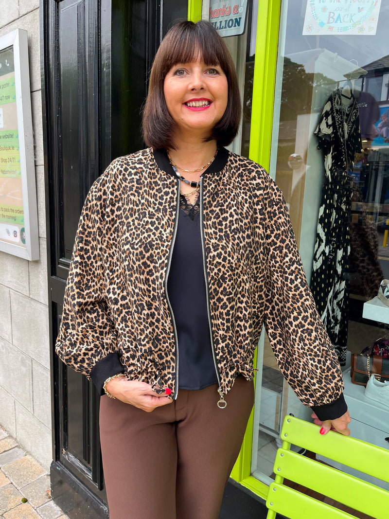 Shea Animal Print Bomber Jacket - Leopard