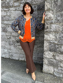 Elena Paisley Printed Bomber - Navy