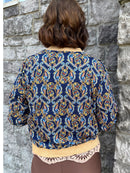 Elena Paisley Printed Bomber - Navy
