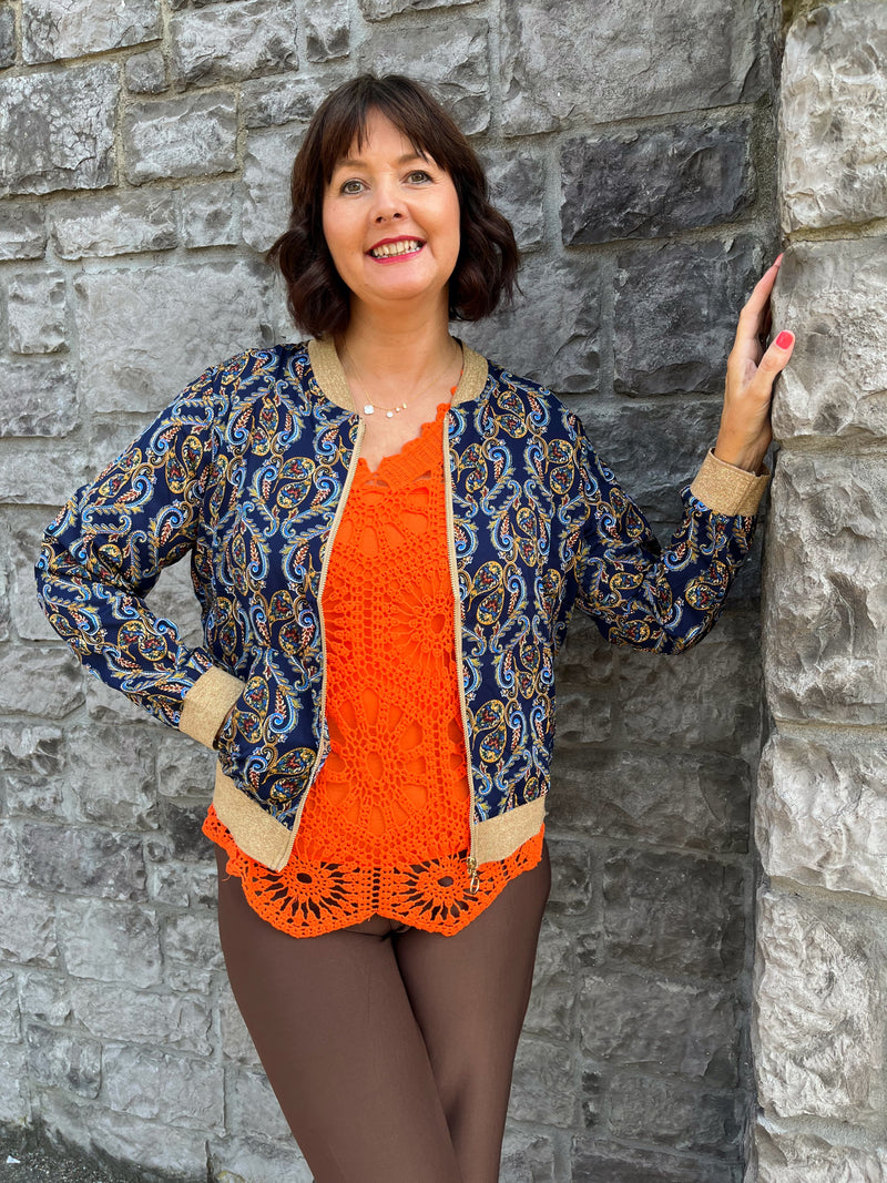Yael Batwing Crochet Top - Orange