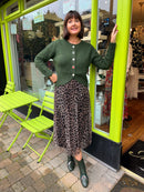 Miella Jewel Button Cardi - Forest Green