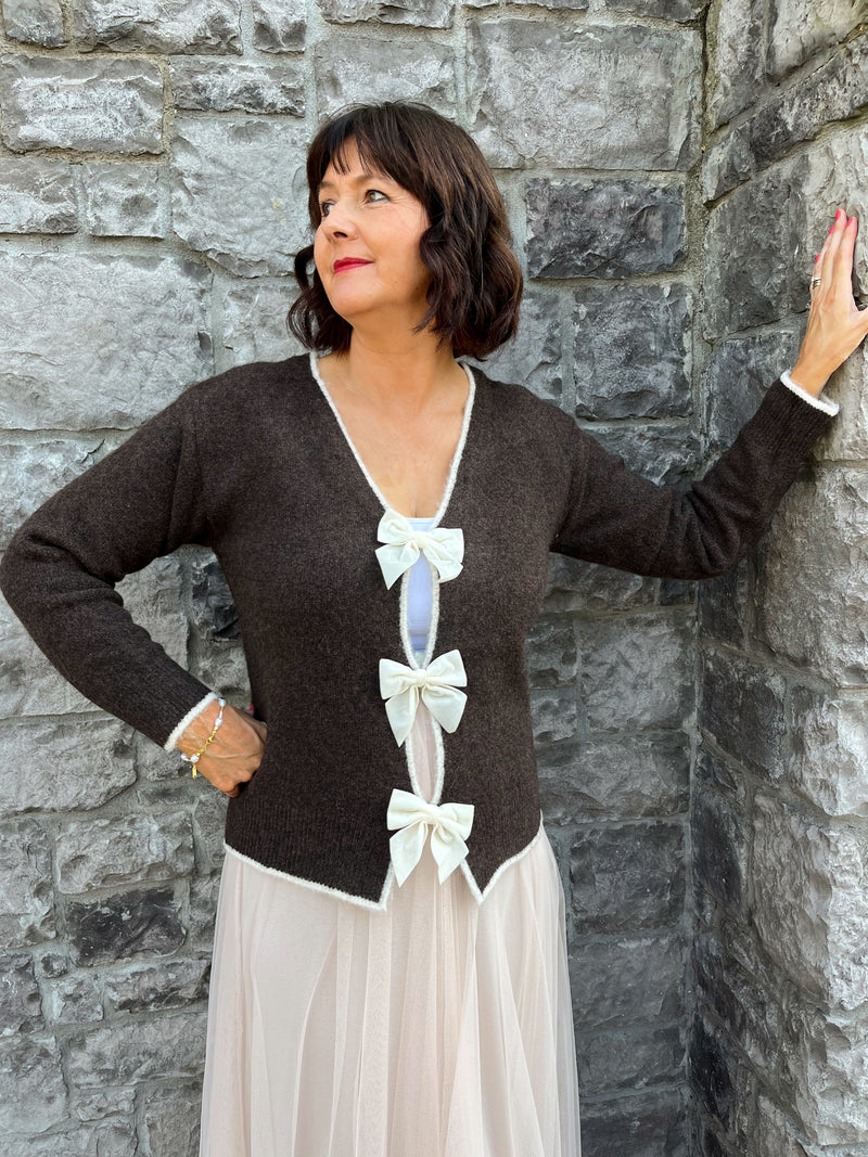 Riley Reversible Bow Tie Jumper - Brown