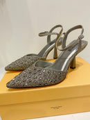 Menbur Pear Cut Crystal Embellished Stilettos - Grey Sparkle 24869