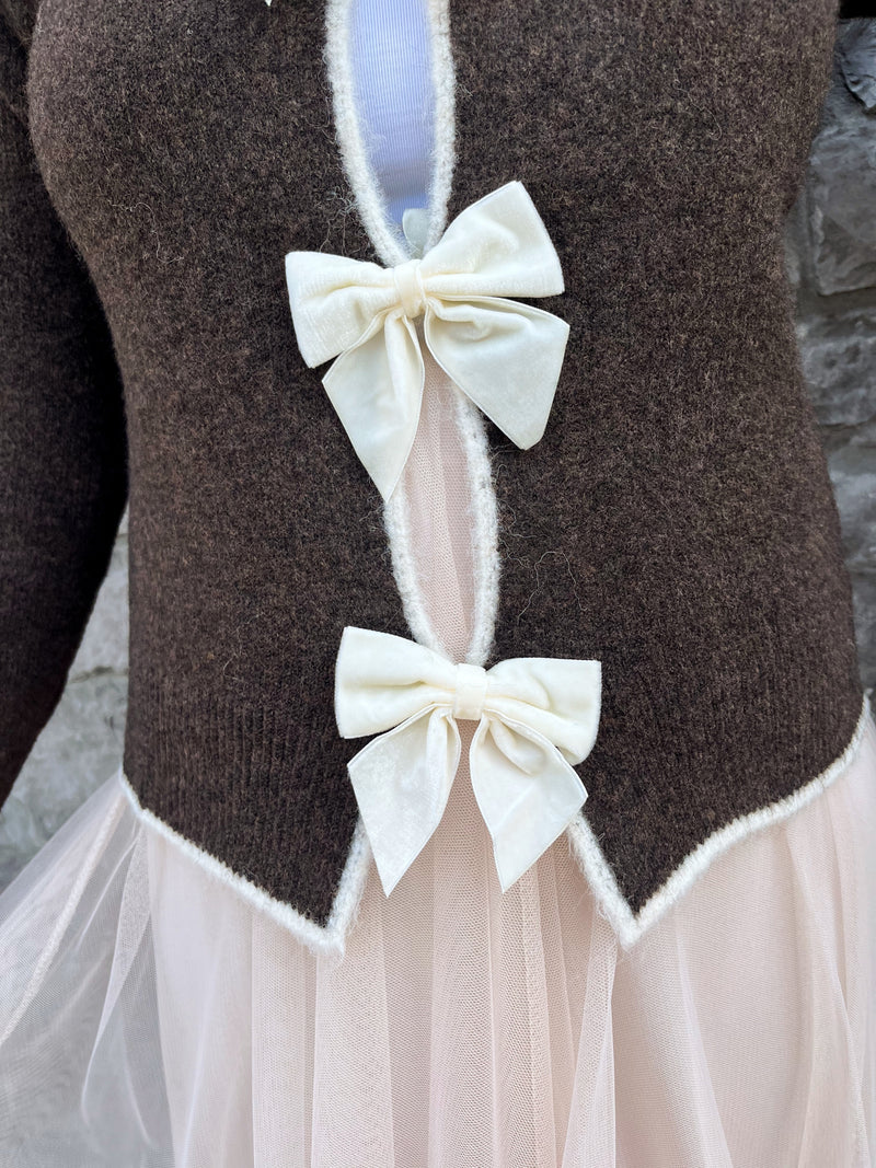 Riley Reversible Bow Tie Jumper - Brown