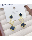 Zuri Petal Enamel Drop Earrings - Black