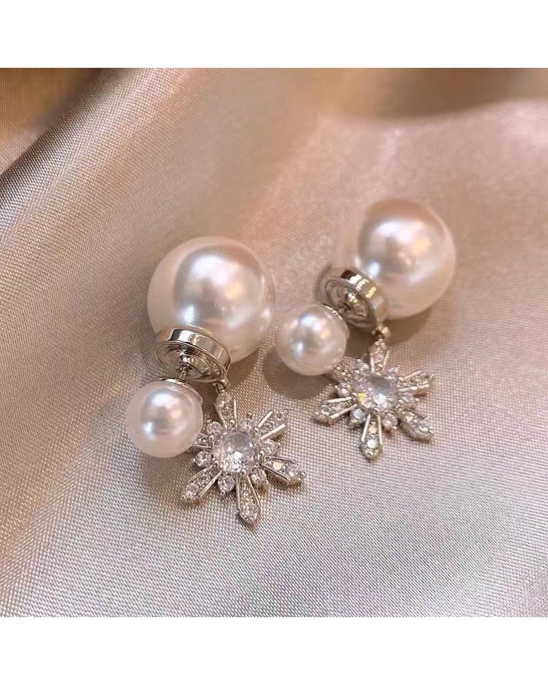 Pereti Pearl & Diamante Floral Drop Earrings