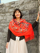 Sofia Paisley Print Shawl - Orange