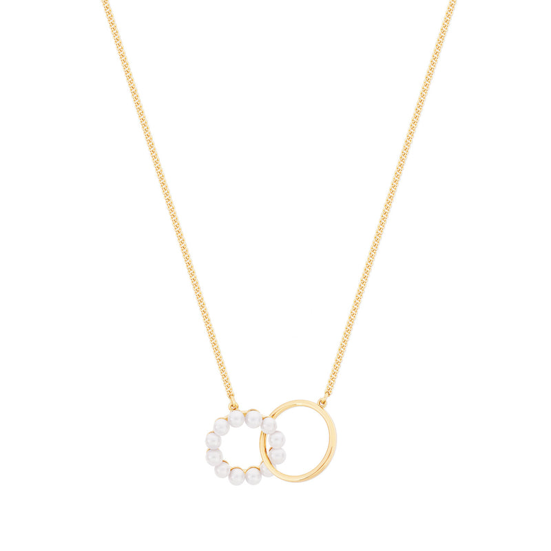 Tipperary Crystal Interlocking Circle Pearl Pendant Gold 164970