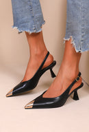 Joia Gold Toe Sling-Backs - Black