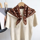 Julia Polka Dot Neck Scarf - Brown  With Cream Trims
