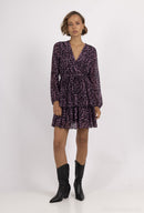 Juma Ruffle Leopard Print Mini Dress - Purple