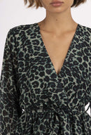 Juma Ruffle Leopard Print Mini Dress - Green