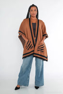 Juna Shawl With Pockets - Brown With Black