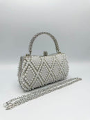 Kassandra Diamond Pattern Pearl & Crystal - Silver