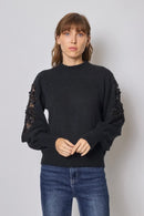 Katherine Pearl & Mesh Knit Jumper - Black