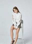 Katherine Pearl & Mesh Knit Jumper - Winter White