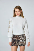 Katherine Pearl & Mesh Knit Jumper - Winter White