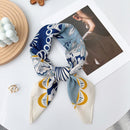 Laurelle Printed Neck Scarf - Light Blue, Navy & Mustard