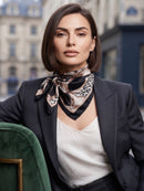 Lena Chain & Animal Printed Neck Scarf - Black