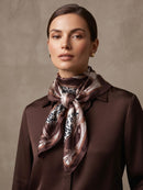 Lena Chain & Animal Printed Neck Scarf - Brown