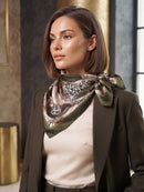 Lena Chain & Animal Printed Neck Scarf - Green