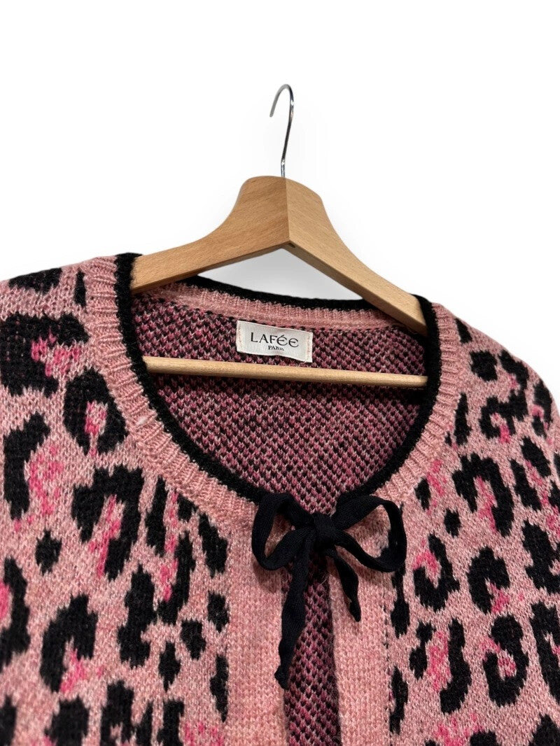 Lilli Animal Print Bow Cardi - Pink