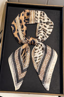 Lori Cheetah & Animal Printed Neck Scarf - Beige & Black