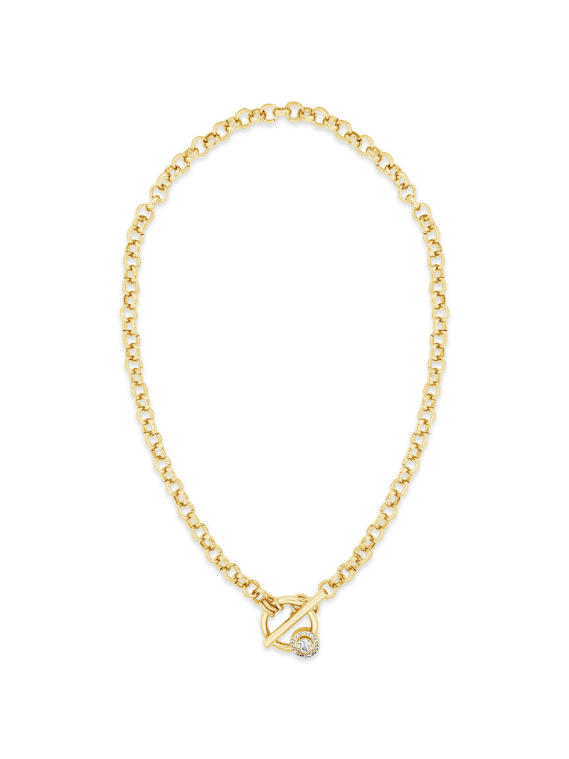 Absolute Diamanté T-Bar Chain Necklace Gold N2199GL