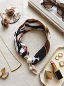 Lulu Pearl Scarf Necklace - Animal Print
