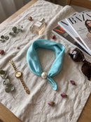 Lulu Pearl Scarf Necklace - Turquoise