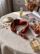 Lulu Pearl Scarf Necklace - Rust