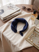 Lulu Pearl Scarf Necklace - Navy