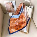 Mae Paisley Printed Neck Scarf - Orange, Blue & Brown