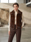 *PRE-ORDER** Maeva Collar Faux Fur Gilet - Brown