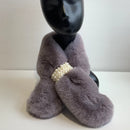 Maisie Faux Fur Neck Collar - Grey with Pearls