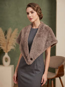 Marely Faux Fur Reversible Neck Collar - Taupe & Leopard