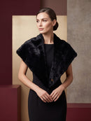 Marely Faux Fur Reversible Neck Collar - Black